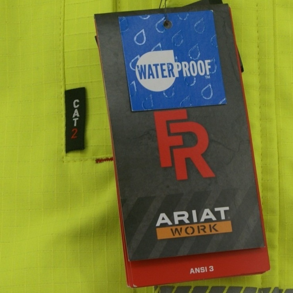 Ariat Work Men XXL FR Hi-Vis Hooded H2O Jacket Yellow Waterproof CAT 2 10041788 - Picture 6 of 16